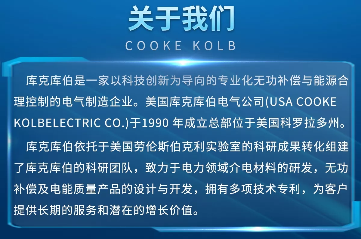 库克库伯是一家以科技创新为导向的专业化无功补偿与能源合理控制的电气制造企业。致力于无功补偿及电能质量产品的设计与开发，为客户提供长期的服务和潜在的增长价值。